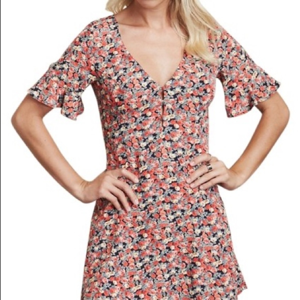 Reformation Margaret short sleeve floral minidress
